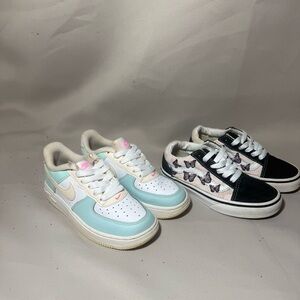 2 Pairs of Toddler Girl Sneakers Nike AF1 Vans sz: 12